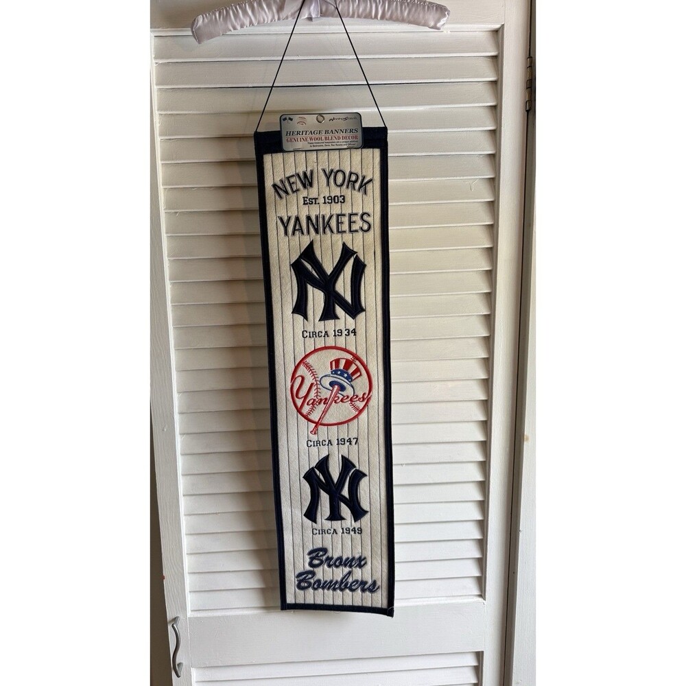 New York Yankees MLB Heritage Banner Pennant Embroidered Wool  8" X 32" Baseball